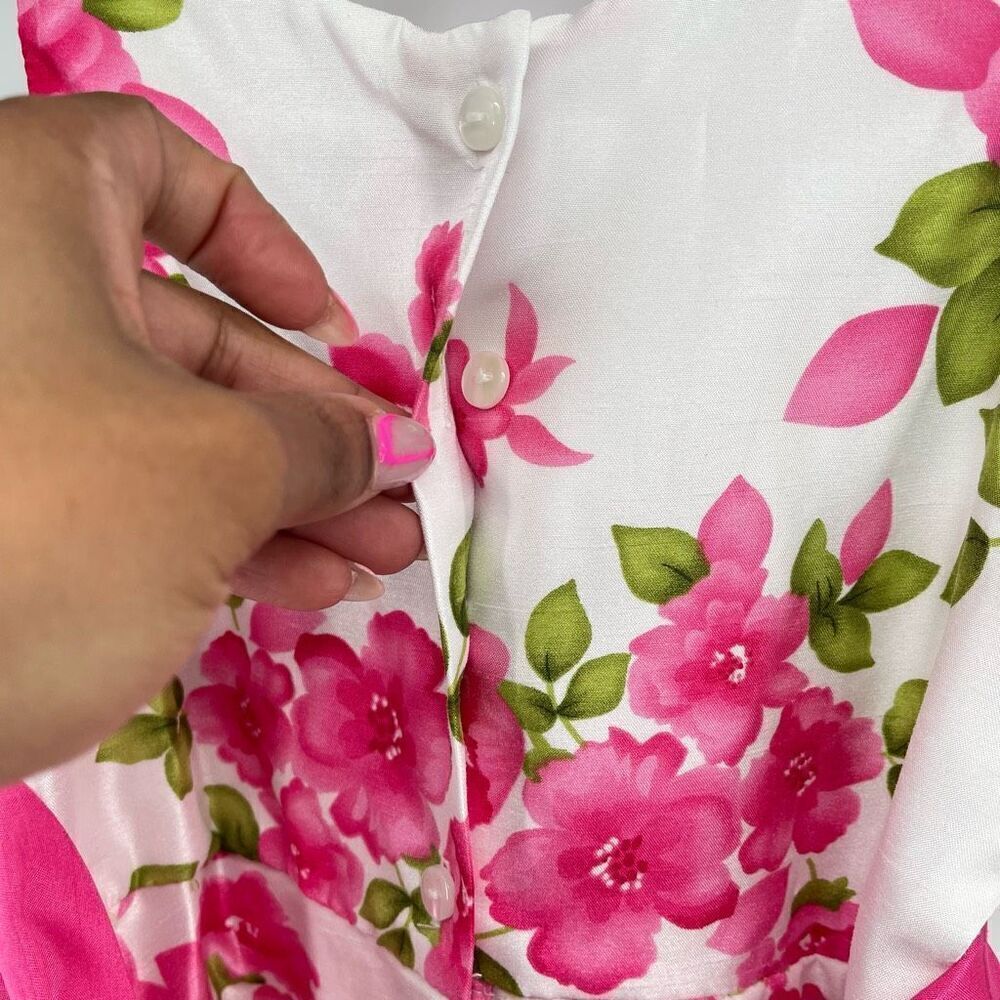 Emily West Girls Pink Green Floral Sleeveless Belted Formal A-Line Dress Size 7 - Picture 9 of 14